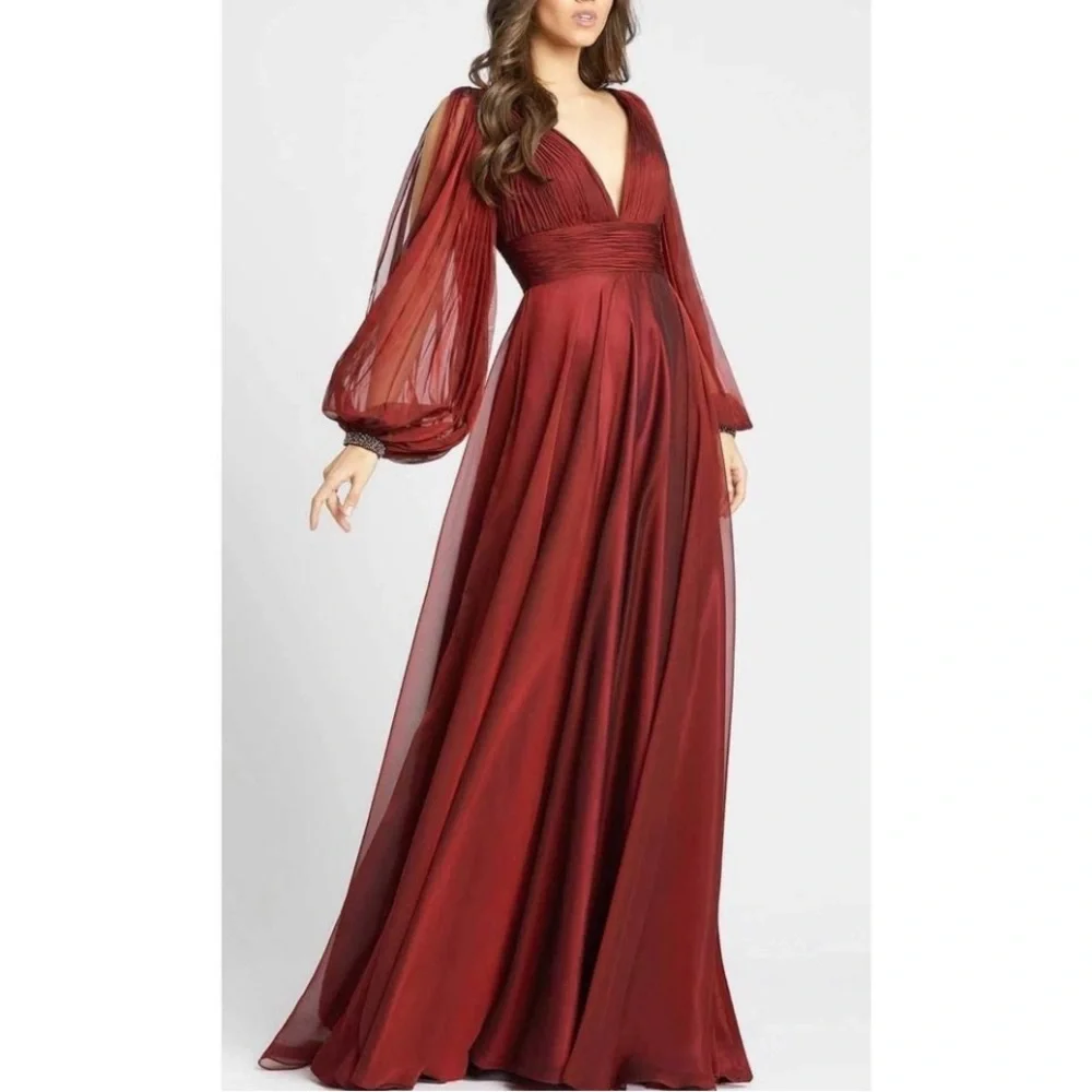 Mac Duggal Burgundy Red Maxi Evening Gown - Picture 2 of 10